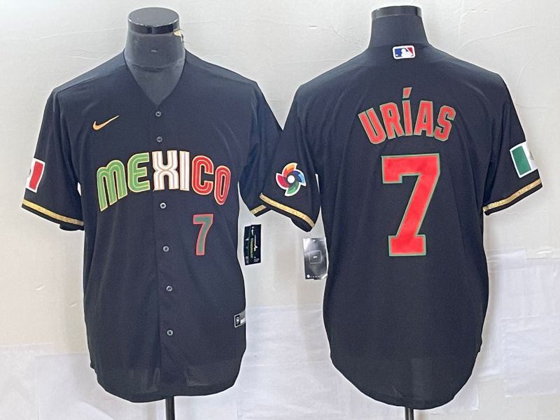 Men 2023 World Cub Mexico #7 Urias Black Nike MLB Jersey style 91839